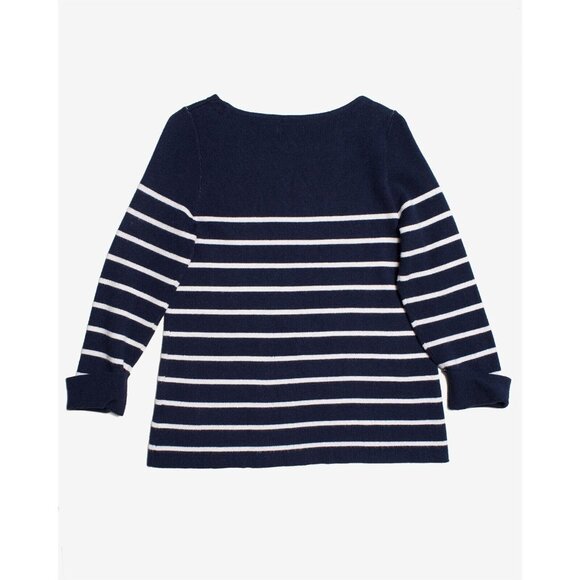 Adrienne Vittadini Womens Small Striped Sweater Scoop Neck Cuffed Sleeves - Picture 2 of 4